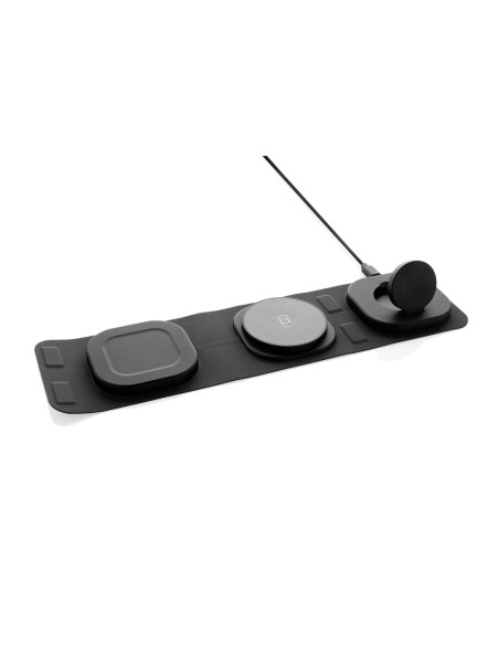 Caricatore wireless 15W 3 in 1 Swiss Peak in rPlastica